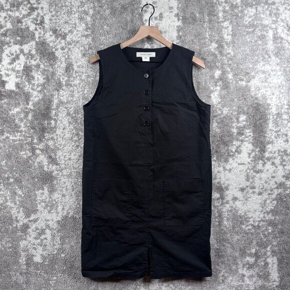 Gerard Darel Dress US 12 Womens Black Henley Sleeveless Shift Leg Slit - Picture 1 of 7